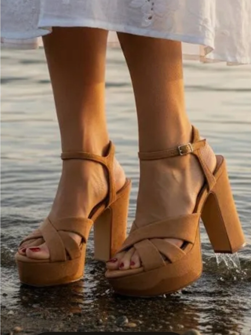 Look-alike Schutz Platform Ankle Strap Block Heel Sandals